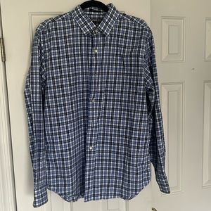 Express - Long Sleeve Button Down Shirt - Mens - Modern Fit - XL - Blue/White